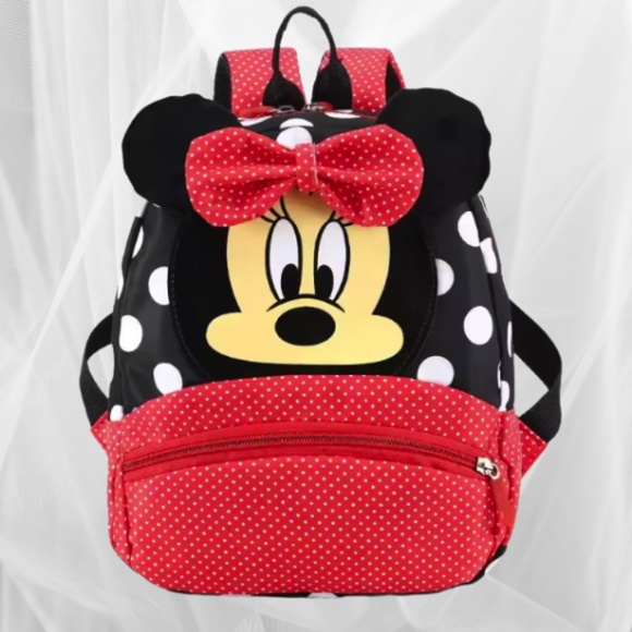 MINNIE MOUSE SMALL BACKPACK - EXTRA ZIPPER IN FRONT TO ADD - AGES 3+ - Picture 1 of 4